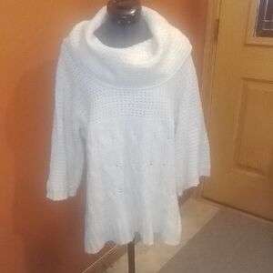 VIP White Cowl Neck Sweater